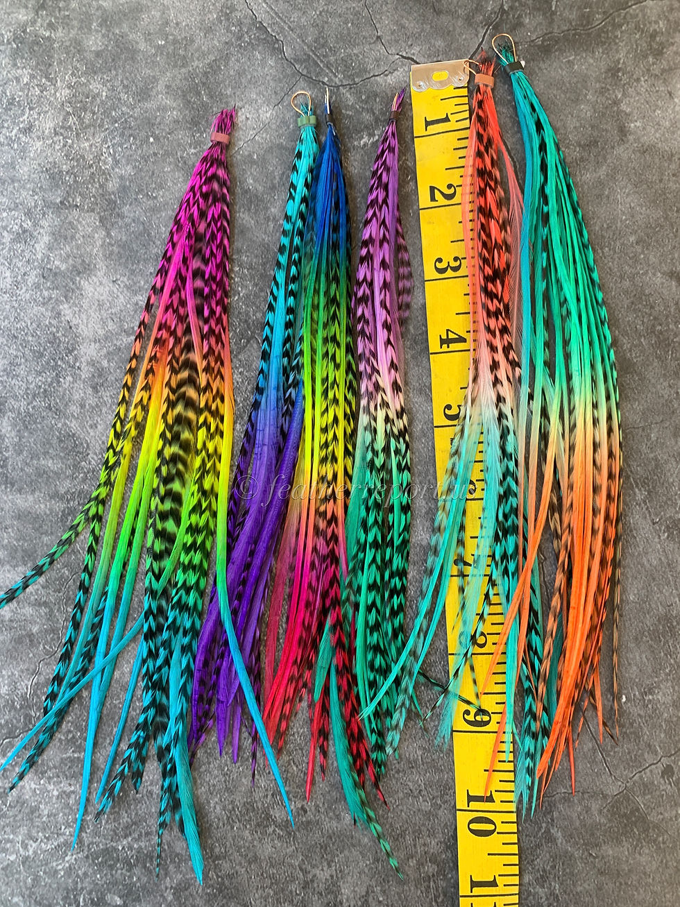Thumbnail: Wholesale Hair Feather Extensions Medium Long 8-10inch Rainbow Mix 100