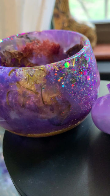 Thumbnail: Glitter funk Mushroom Jar with Lid Handmade Resin Craft Hippie Boho Gift