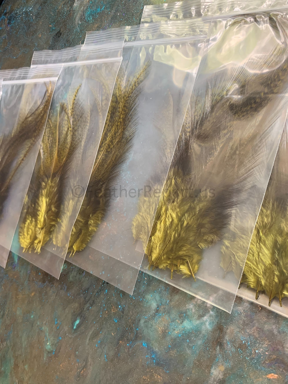 Thumbnail: Grasshopper Green Coq DeLeon Rooster Feathers for Fly Tying Crafts