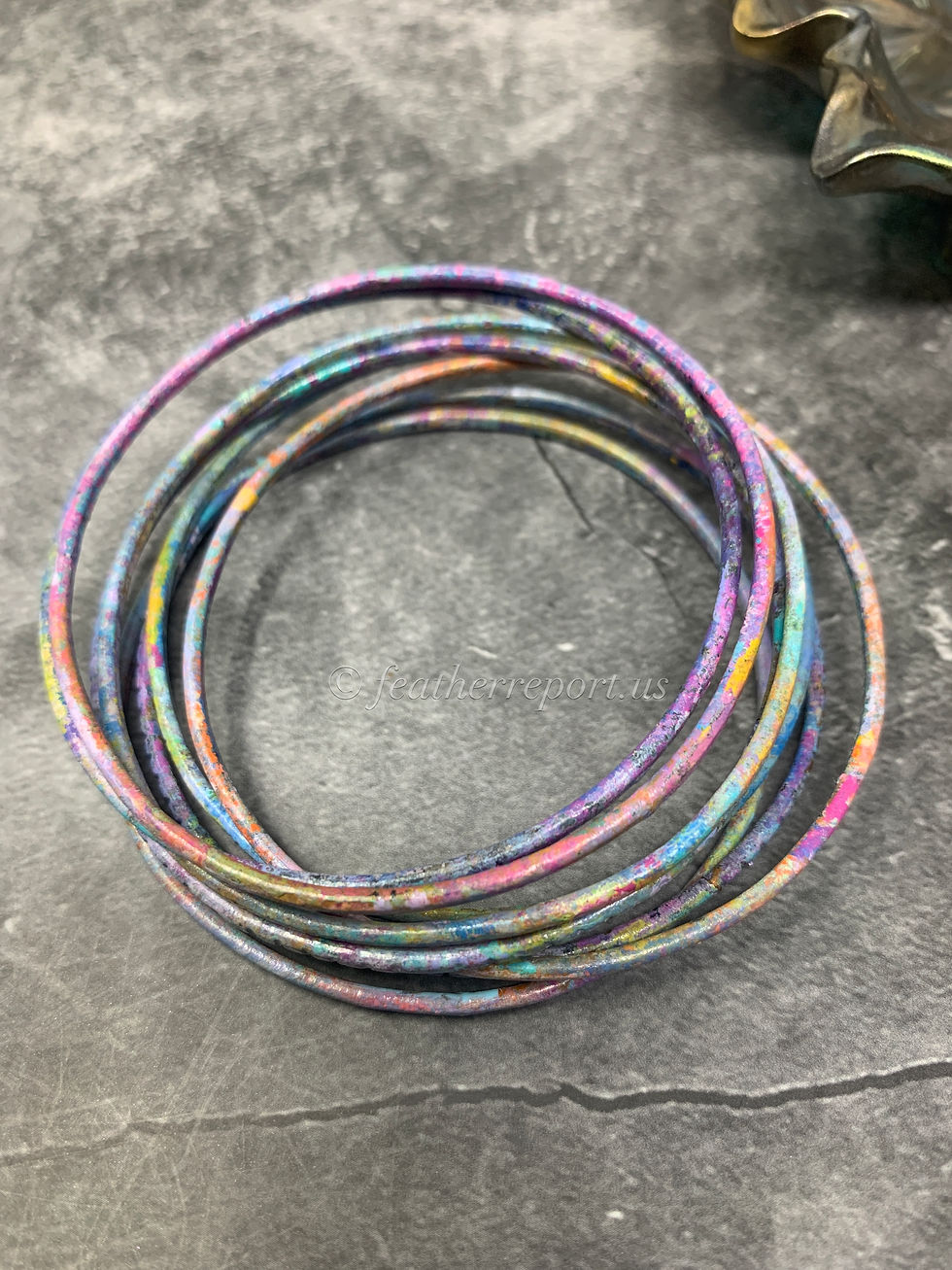 Thumbnail: Rainbow Bangle Bracelets Colorful Copper Forged Metal Jingles 8