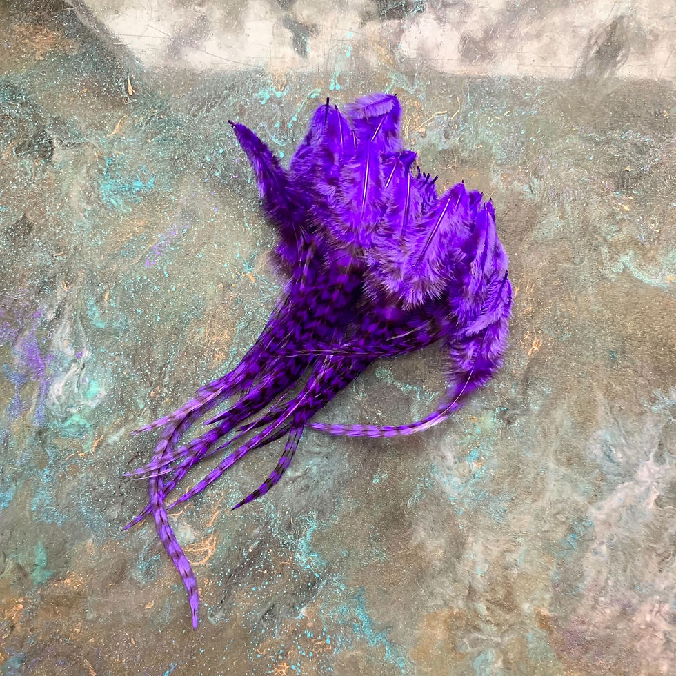 Brilliant Violet Purple Grizzly Rooster Saddle Feathers for Crafting x24pcs