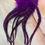 Thumbnail: Long purple grizzly rooster saddle feathers fluffy wide bright