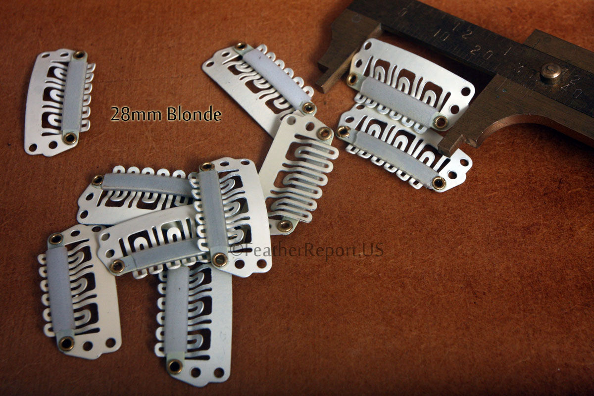 28mm Blonde Weft Wig Clips Hair Extension Clips Ushape Silicone x 10pcs