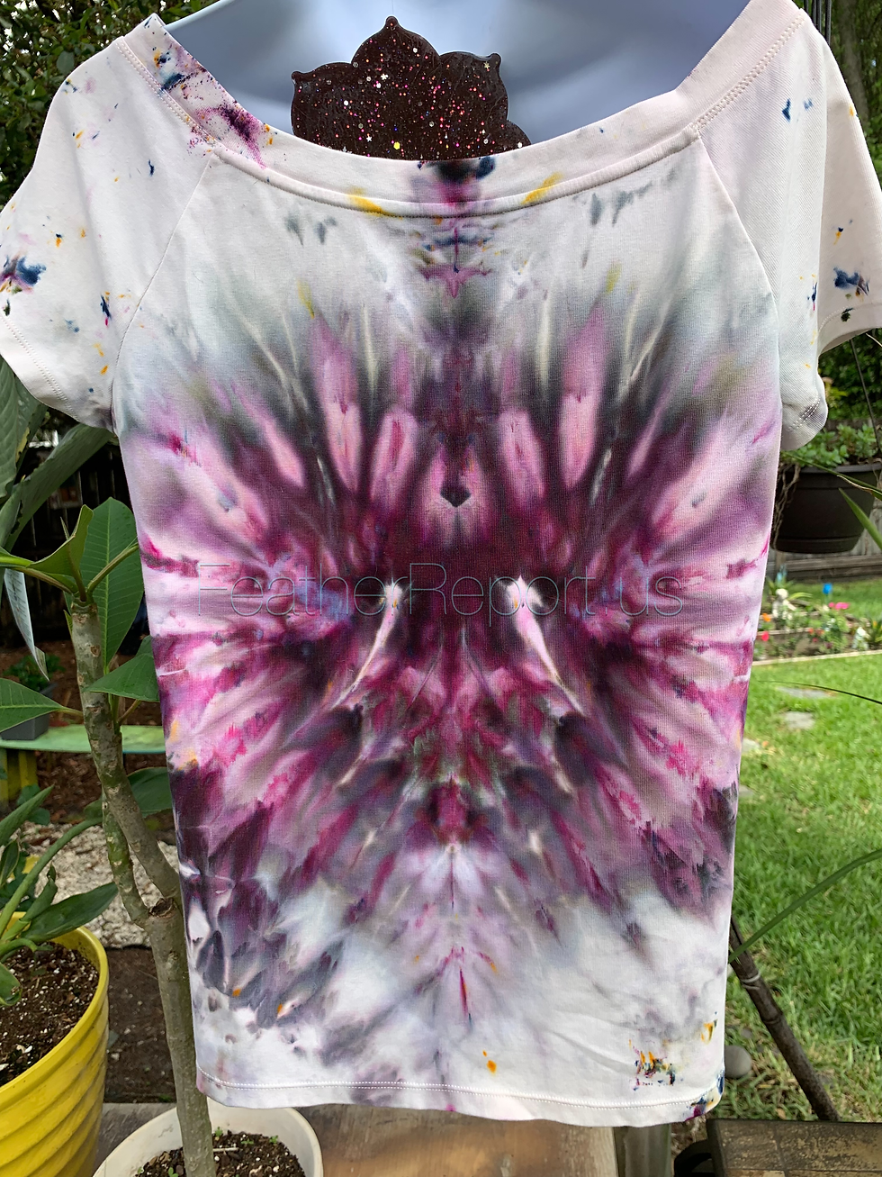 Thumbnail: Tie Dyed Womens XL Purple Cream Top Mauve Eggplant