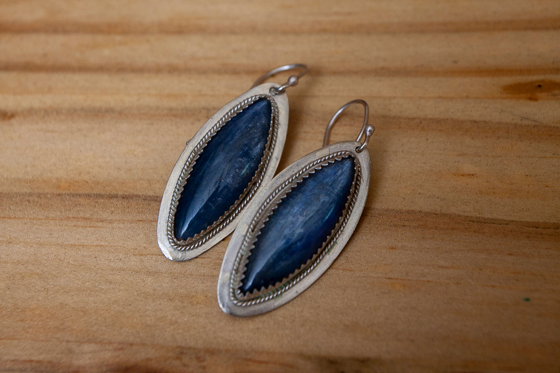 Blue Gemstone Earrings Kyanite Sterling Silver Jewelry Boho Dangle Earrings