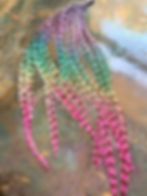 Purple Blue Pink Rainbow Coq de Leon Rooster Feathers for hair or crafts