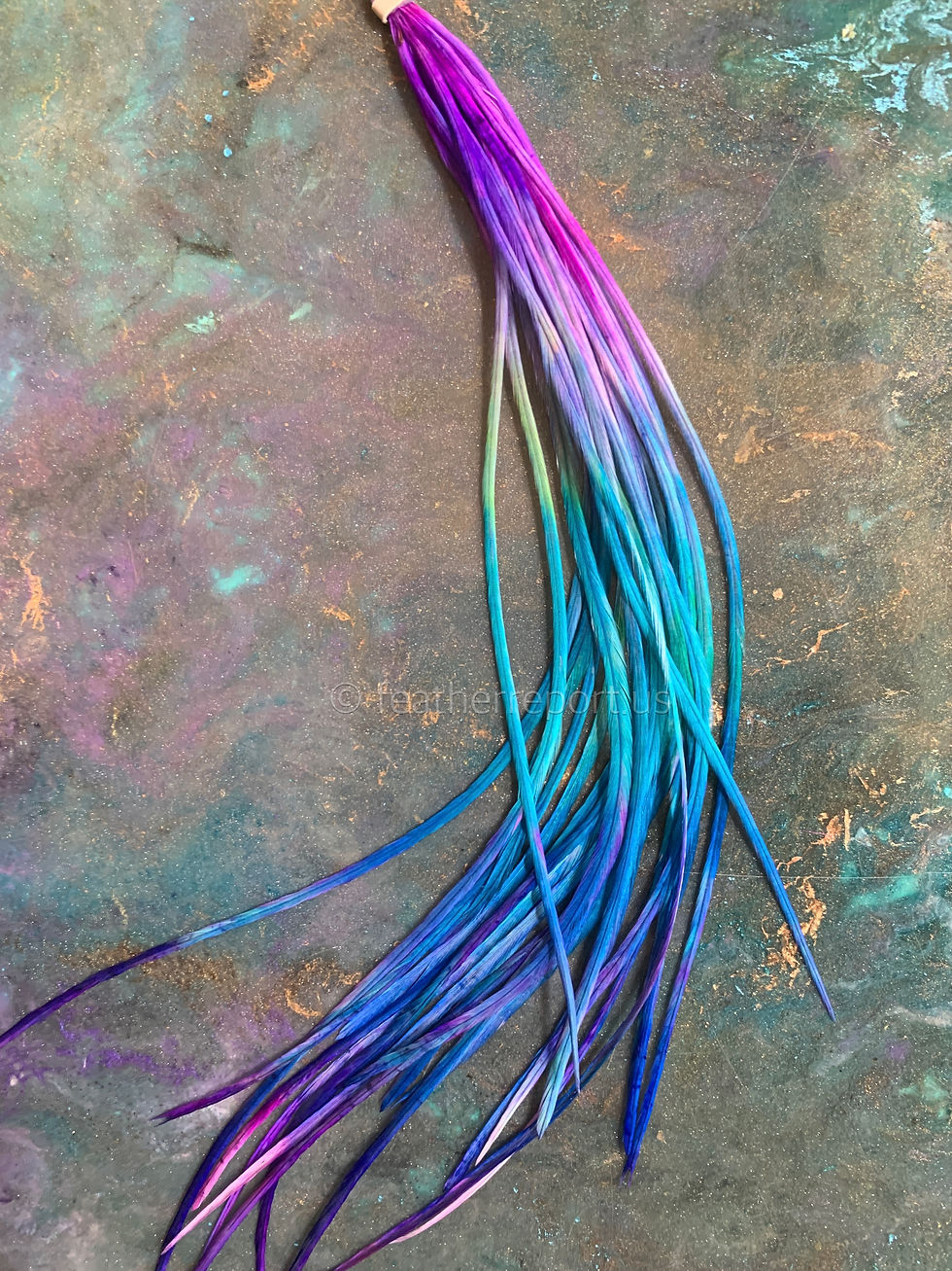 Thumbnail: 24 unique painted hair feather extensions multicolor shabby chic 7to12inch