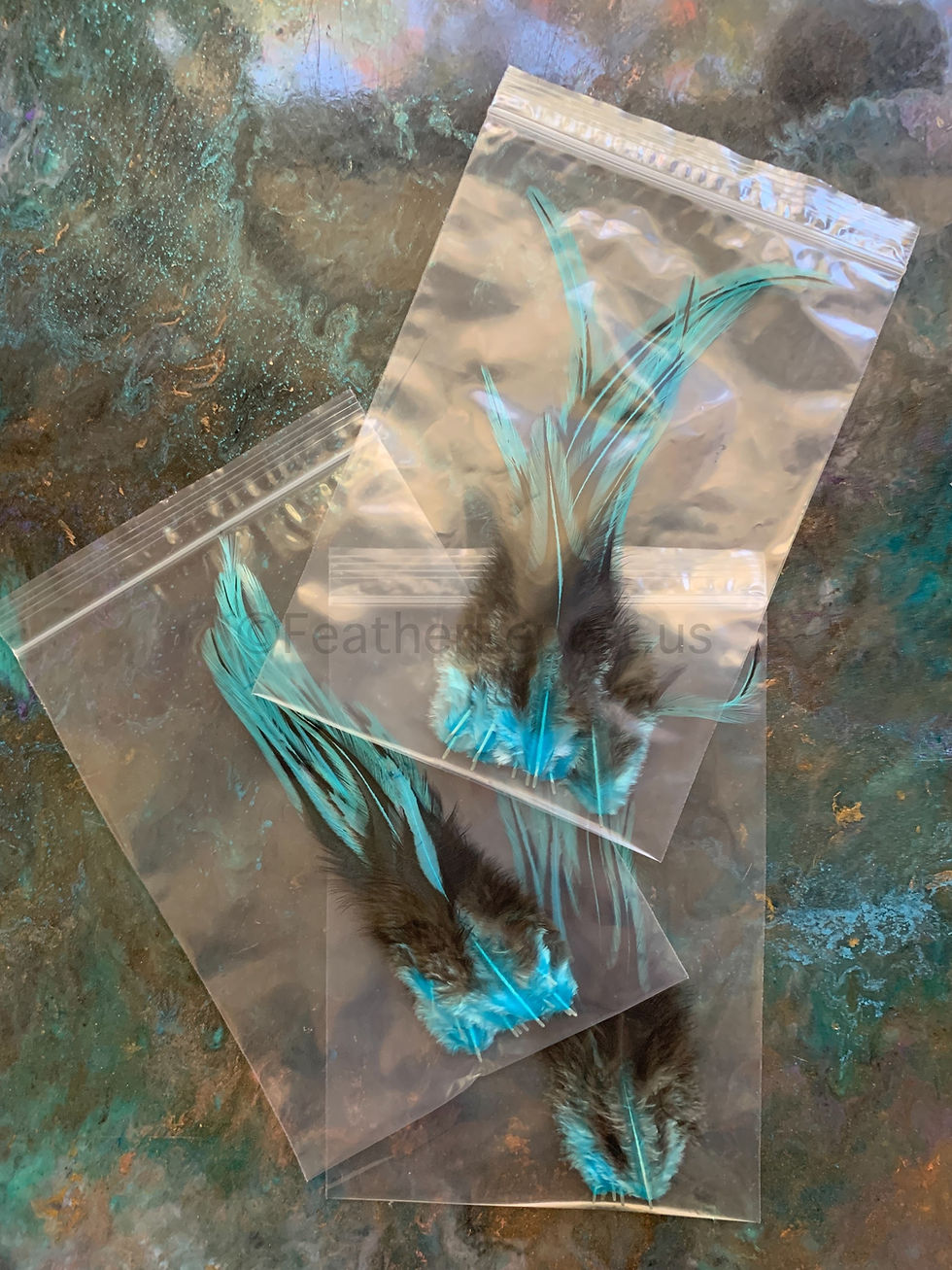Thumbnail: Light Caribbean Blue Laced Rooster Saddle Feathers for Crafts Fly Fishing 12