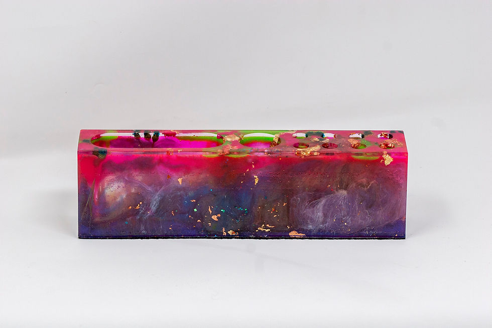 Thumbnail: Stoner Gift Resin Art Table Organizer For Remotes Brushes Handmade Pink Green
