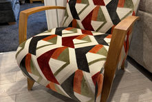 Mid-century armchair with geometric pattern upholstery
