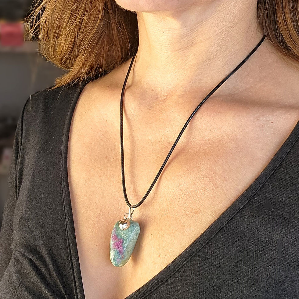 Thumbnail: Ruby Fuchsite Pendant with Sterling Silver Heart Charm