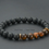 Thumbnail: Matte Black Onyx & Tigers Eye Men's Bracelet 7.4"