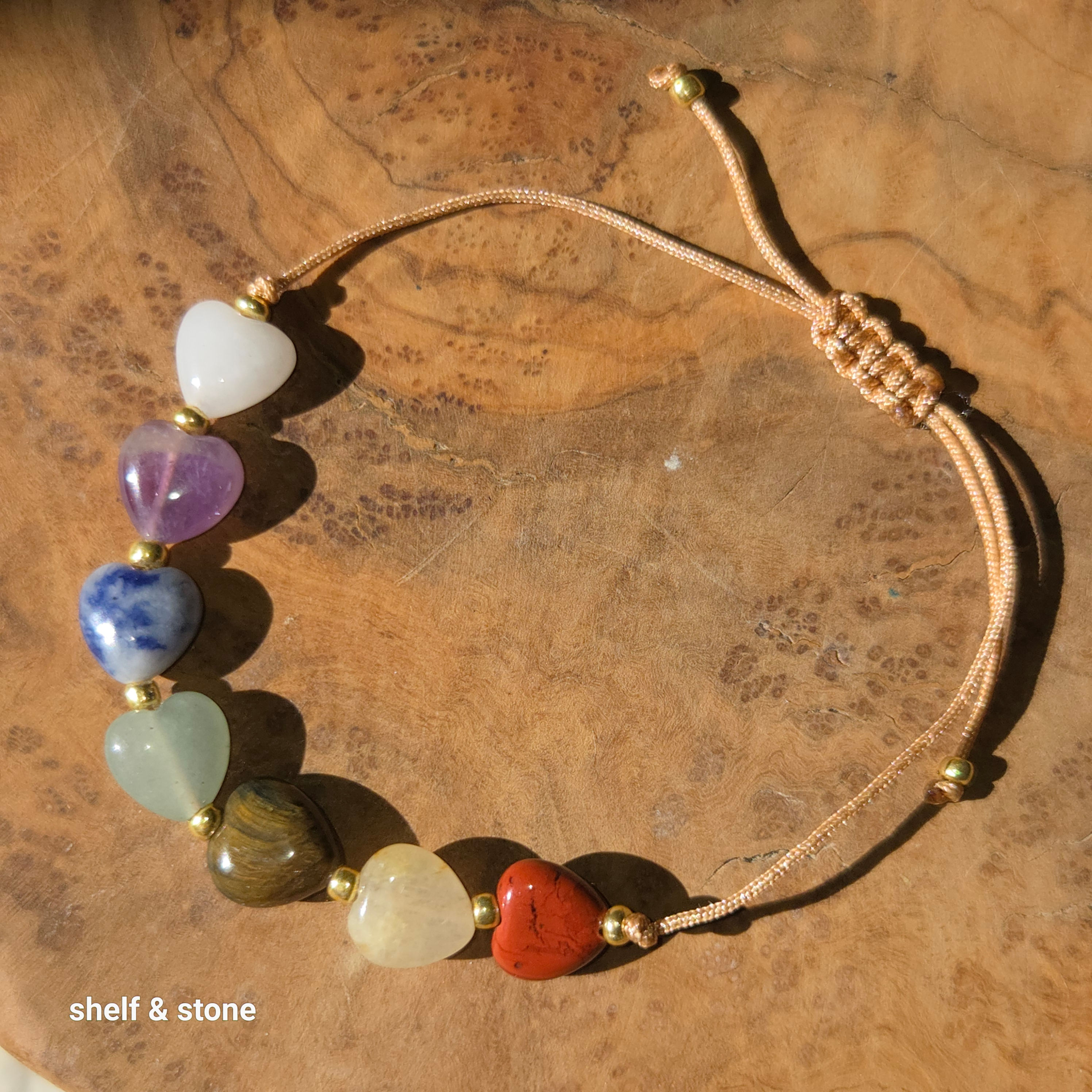 7 Chakra Heart String Bracelet