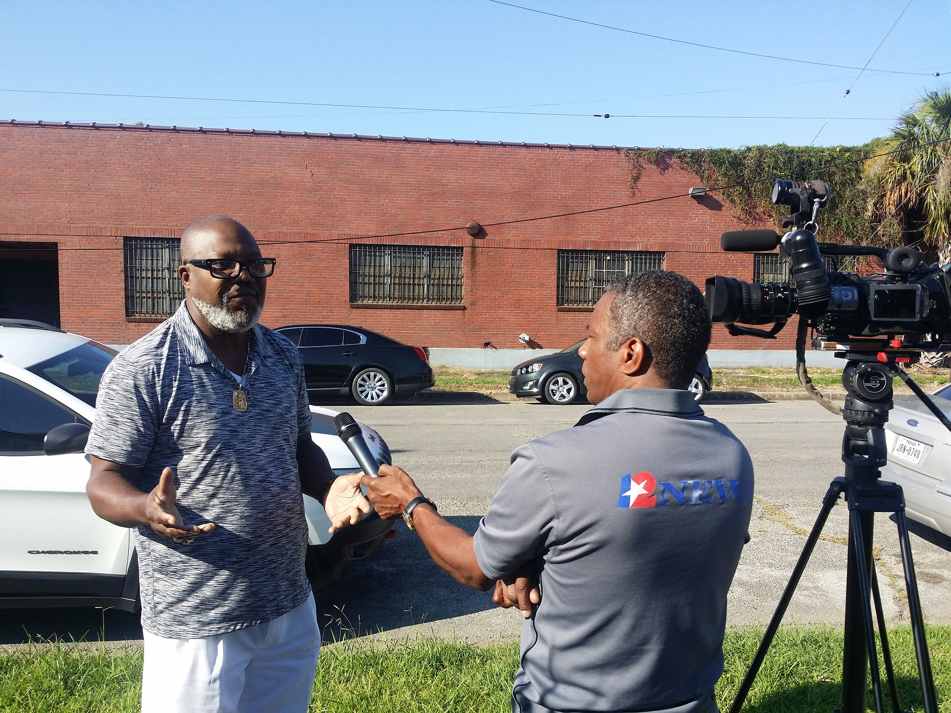 Hilton Kelley being interviewed