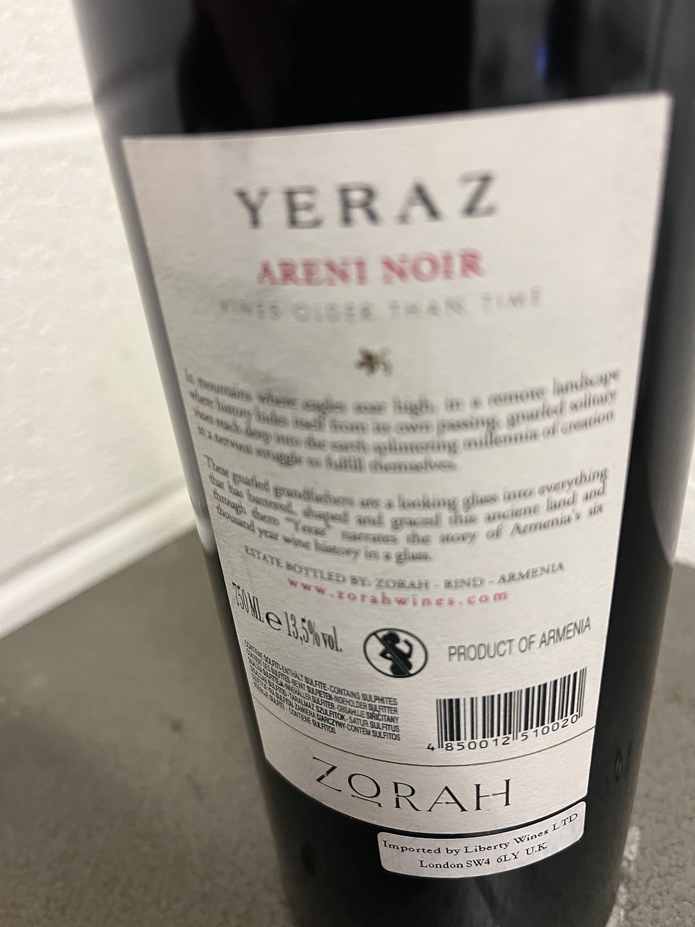 Thumbnail: Zorah Yeraz 2017 Areni Noir Armenia