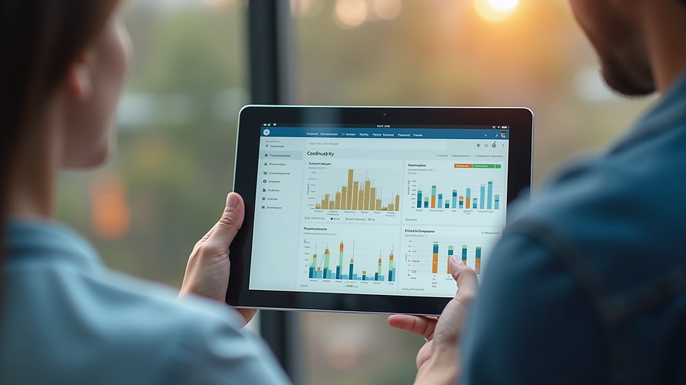 close-up view of a tablet screen showing construction project management software