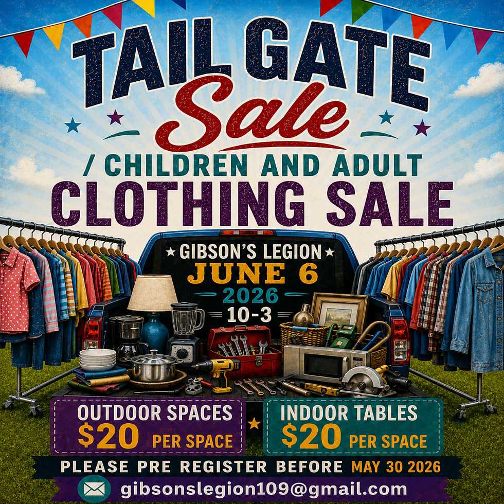 Gibsons Legion - Tailgate Sale - Saturday, June 6
