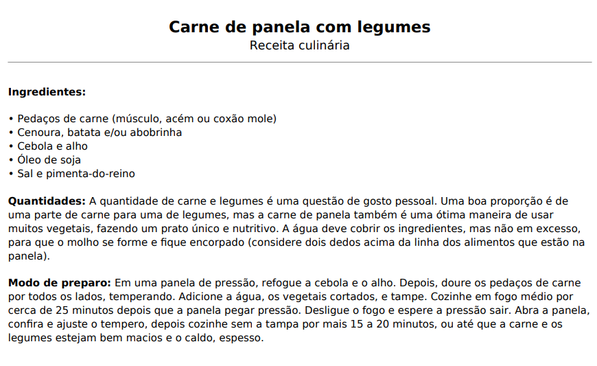 Exemplo de orientação alimentar