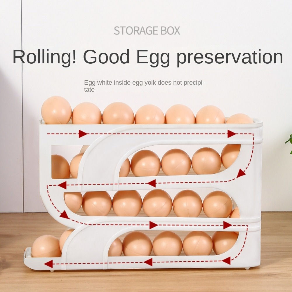 Organizador automático de ovos com rolagem (3 ou 4 camadas) para cozinha
