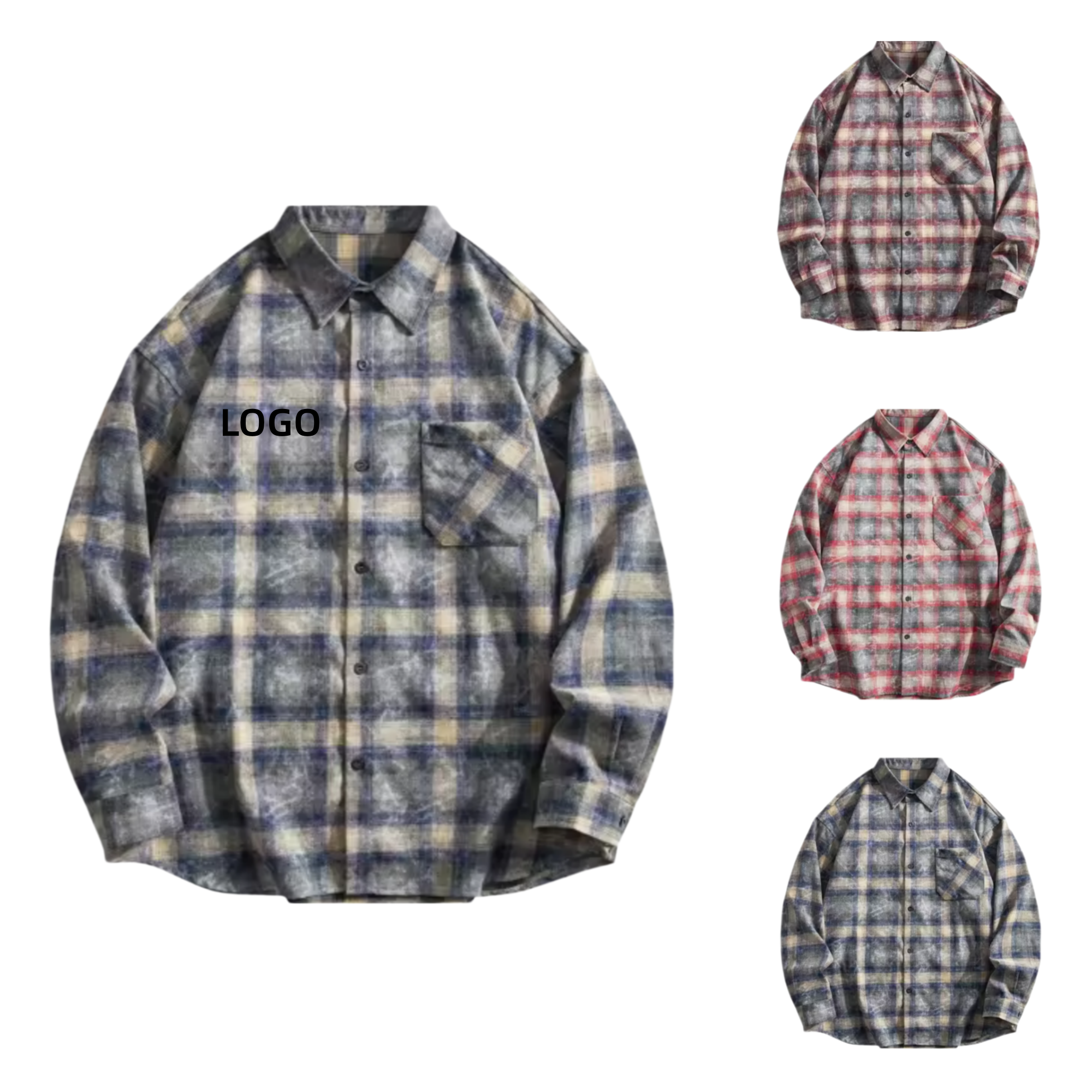 Plaid Button-Down Long Sleeve Casual Shirt