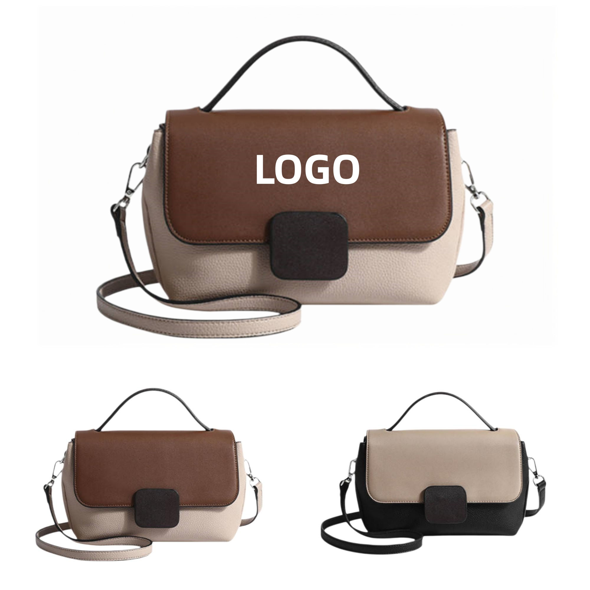 PU Leather Open-Top Handbag