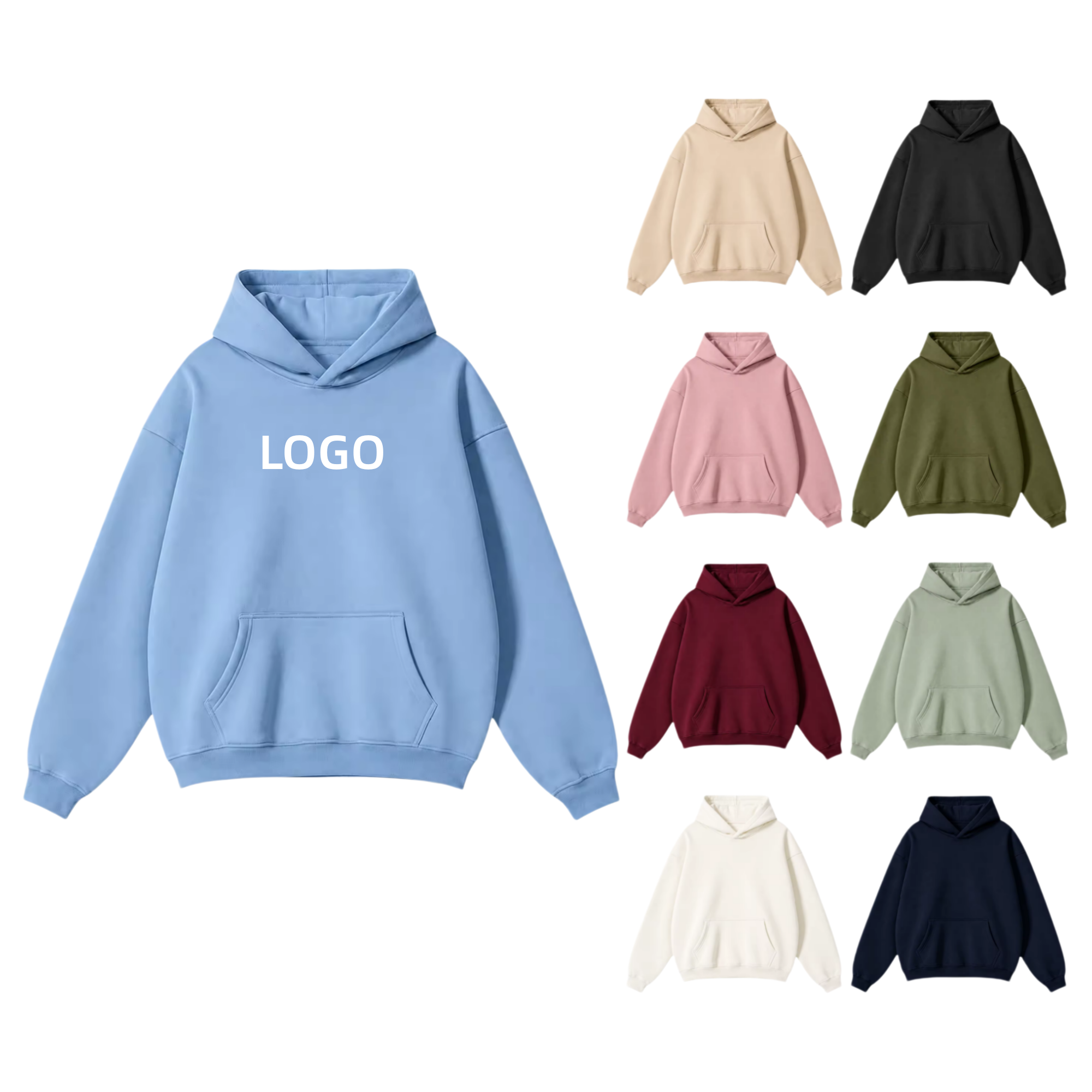 Oversized Blank Pullover Hoodie