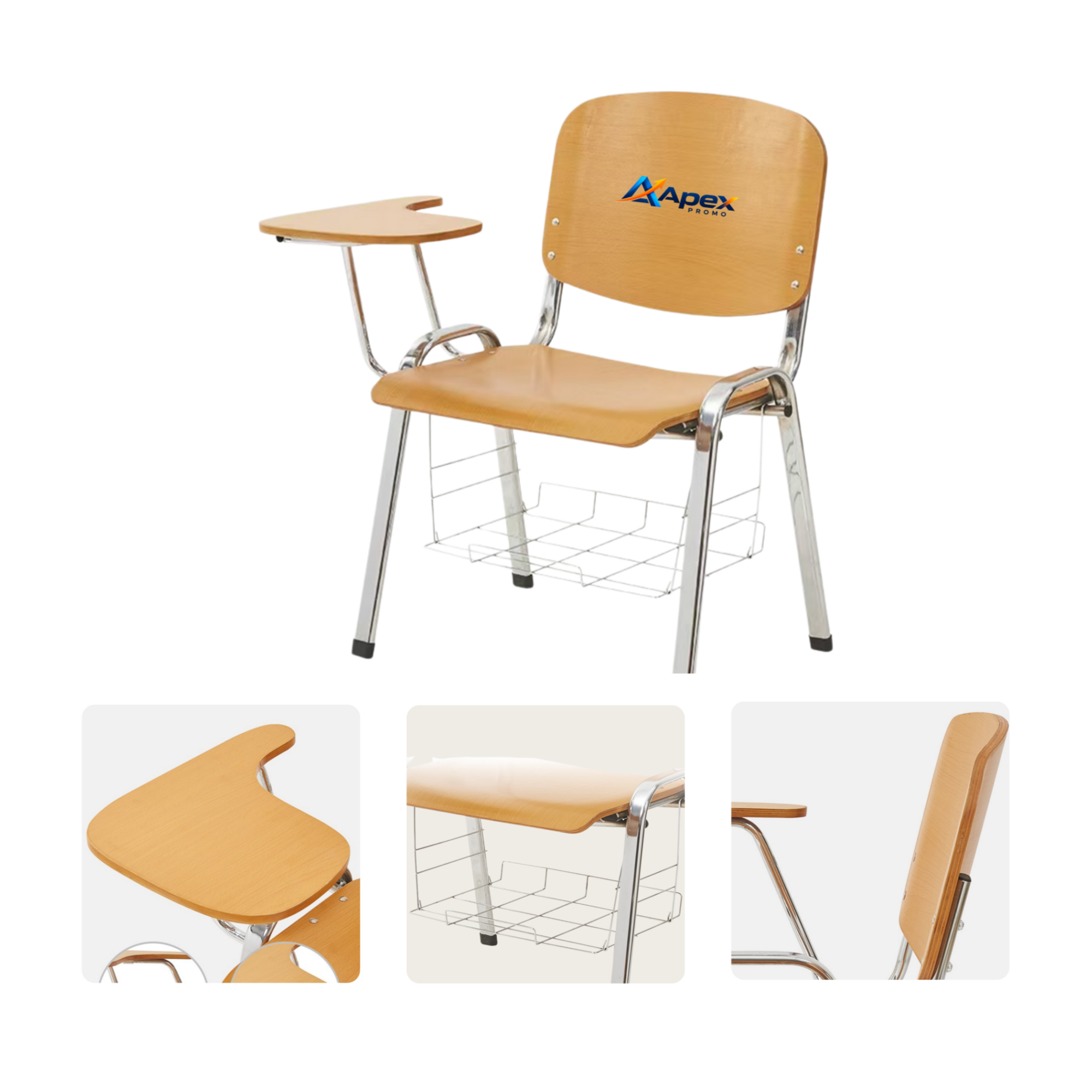 Wooden Student Chair With Tablet Arm