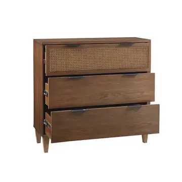 Thumbnail: Wood & Cane 3-Drawer Accent Storage Chest, Natural *