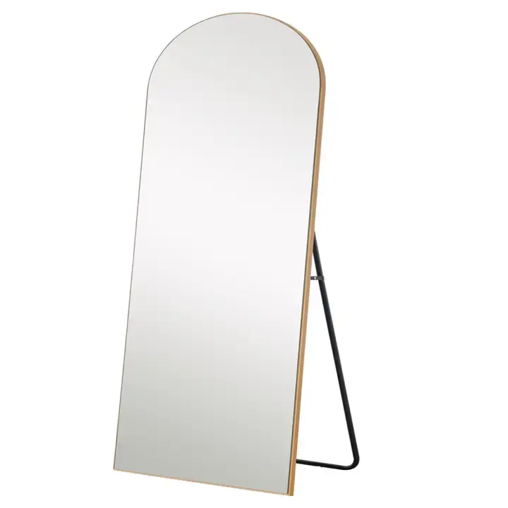 Miniatura: Petite Gold Arched Wooden Mirror