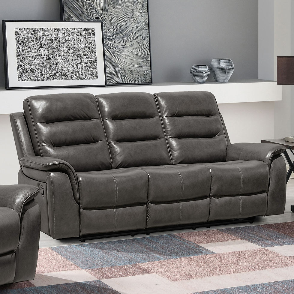 Thumbnail: Alpine Charcoal Leather Motion Collection: Reclining Sofa & Loveseat Set