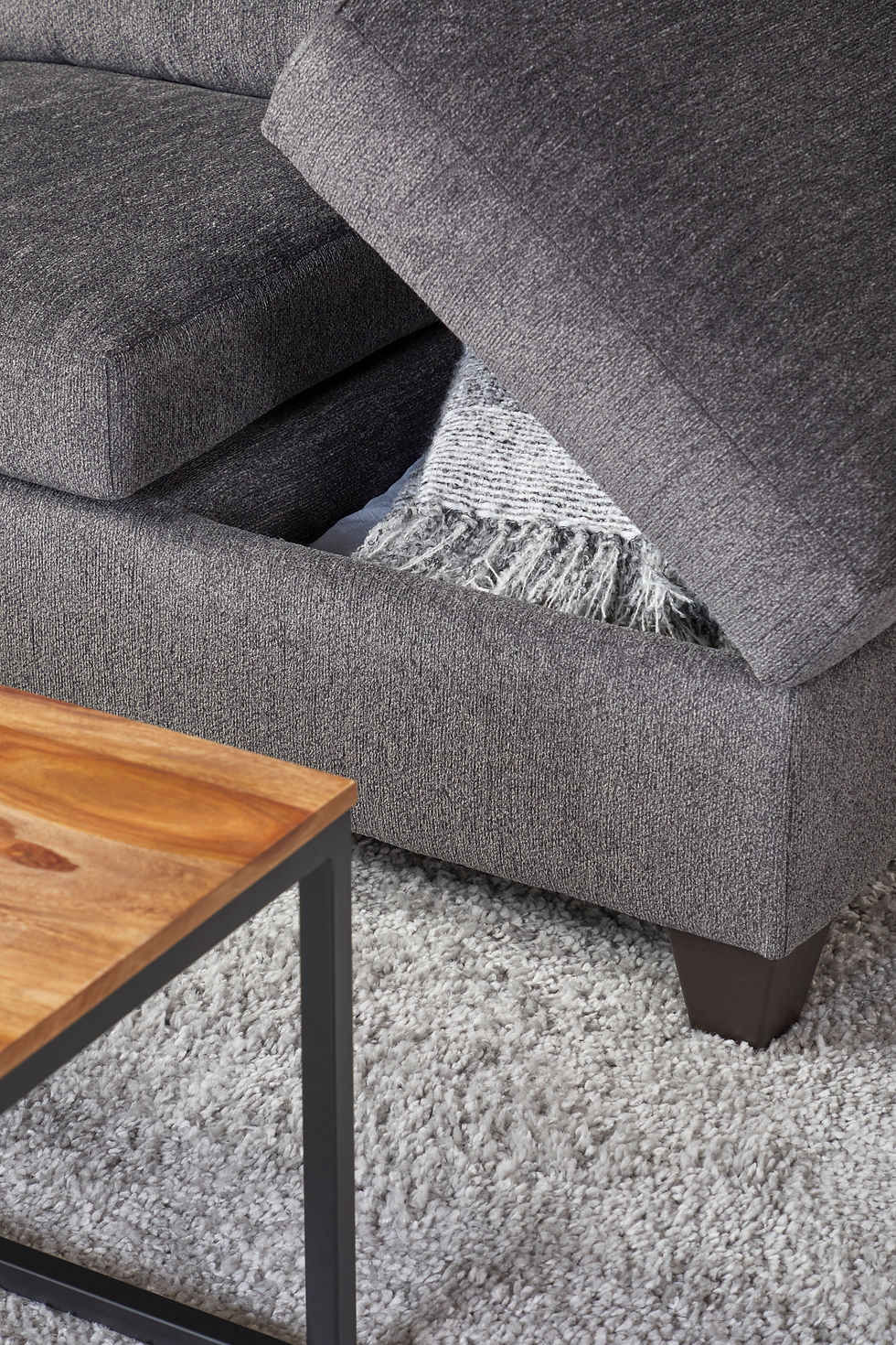 Thumbnail: Grey storage sofa