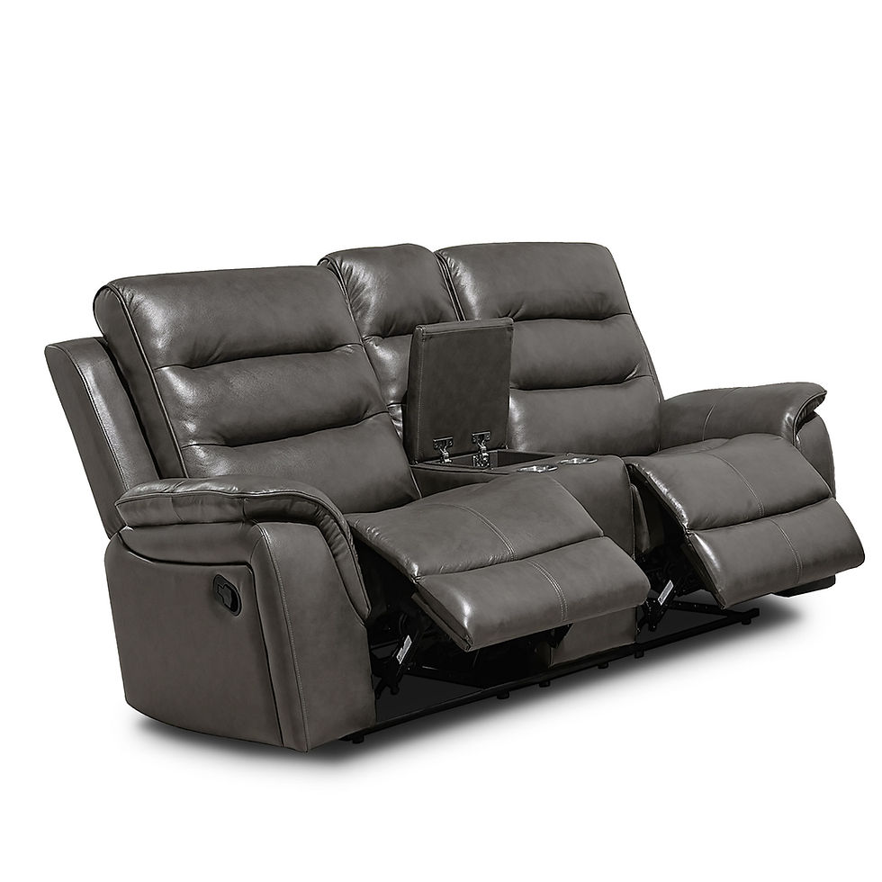 Thumbnail: Alpine Charcoal Leather Motion Collection: Reclining Sofa & Loveseat Set