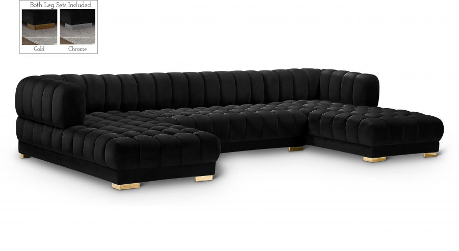 Thumbnail: Gwen Velvet 3pc. Sectional