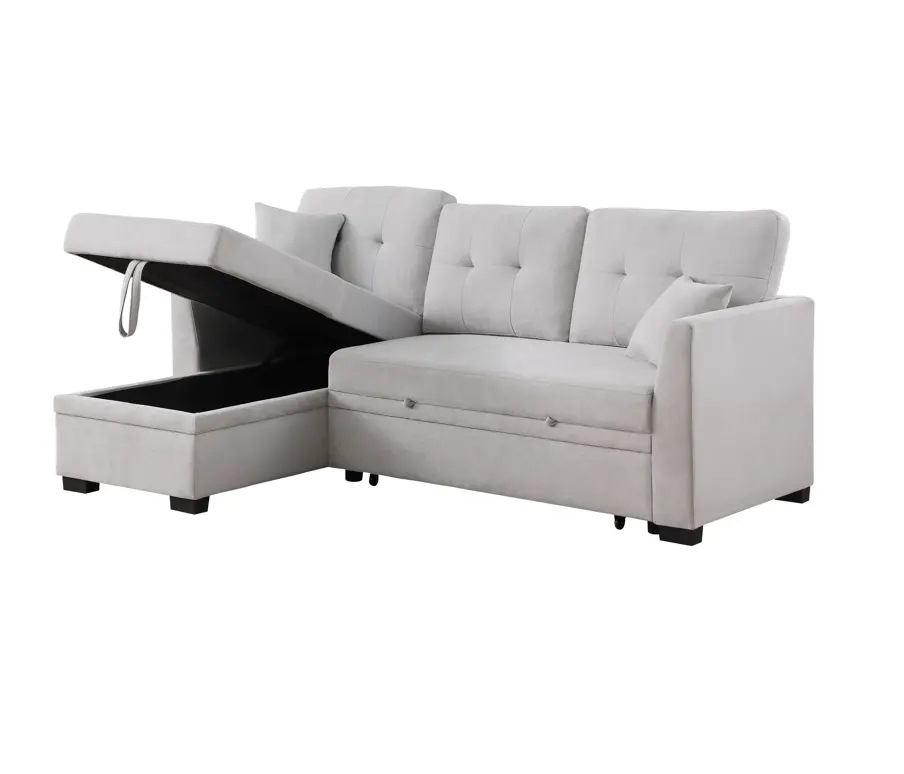 Thumbnail: Sectional Sofa with Pull-Out Bed & Reversible Storage Chaise