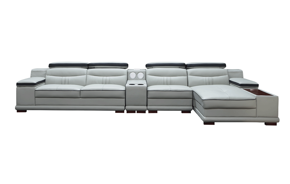Thumbnail: 908 Light Grey Leather Sectional w/Arm Chair