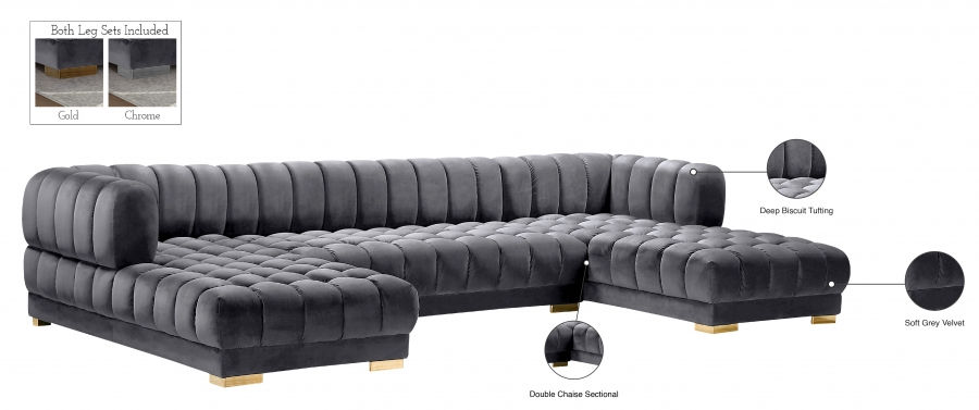 Thumbnail: Gwen Velvet 3pc. Sectional
