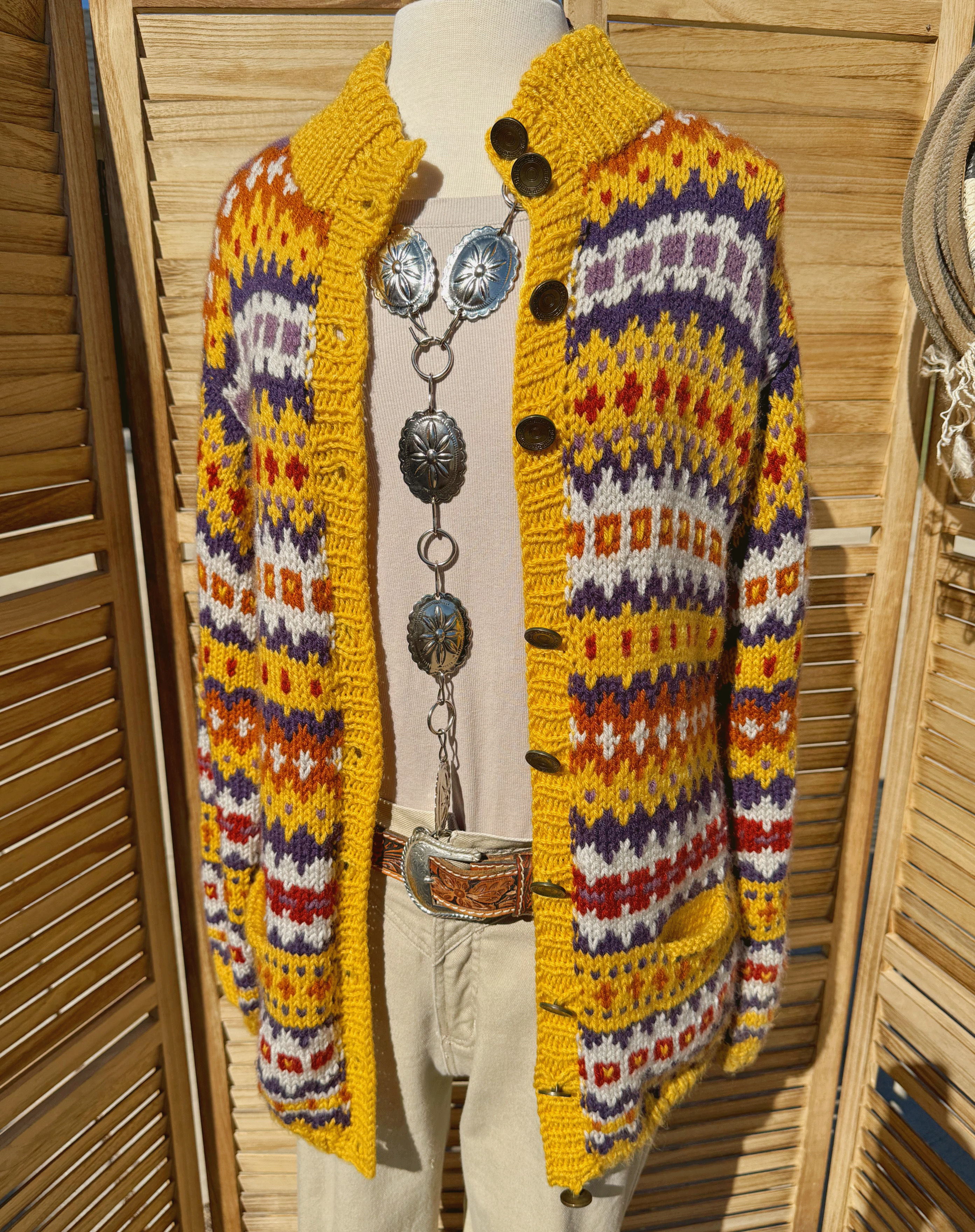 70s Hand Made Crochet Sweater 