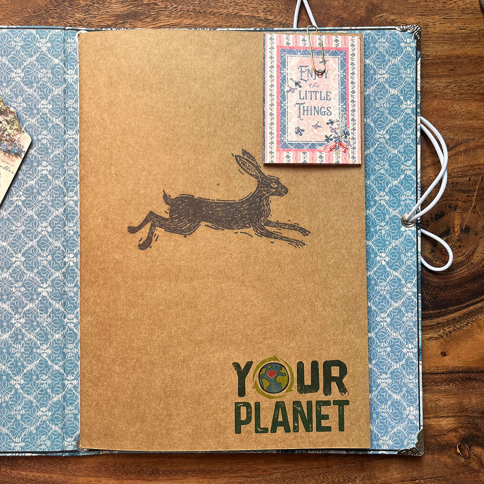 Thumbnail: Lined notebook refill with hands stamped hare motif