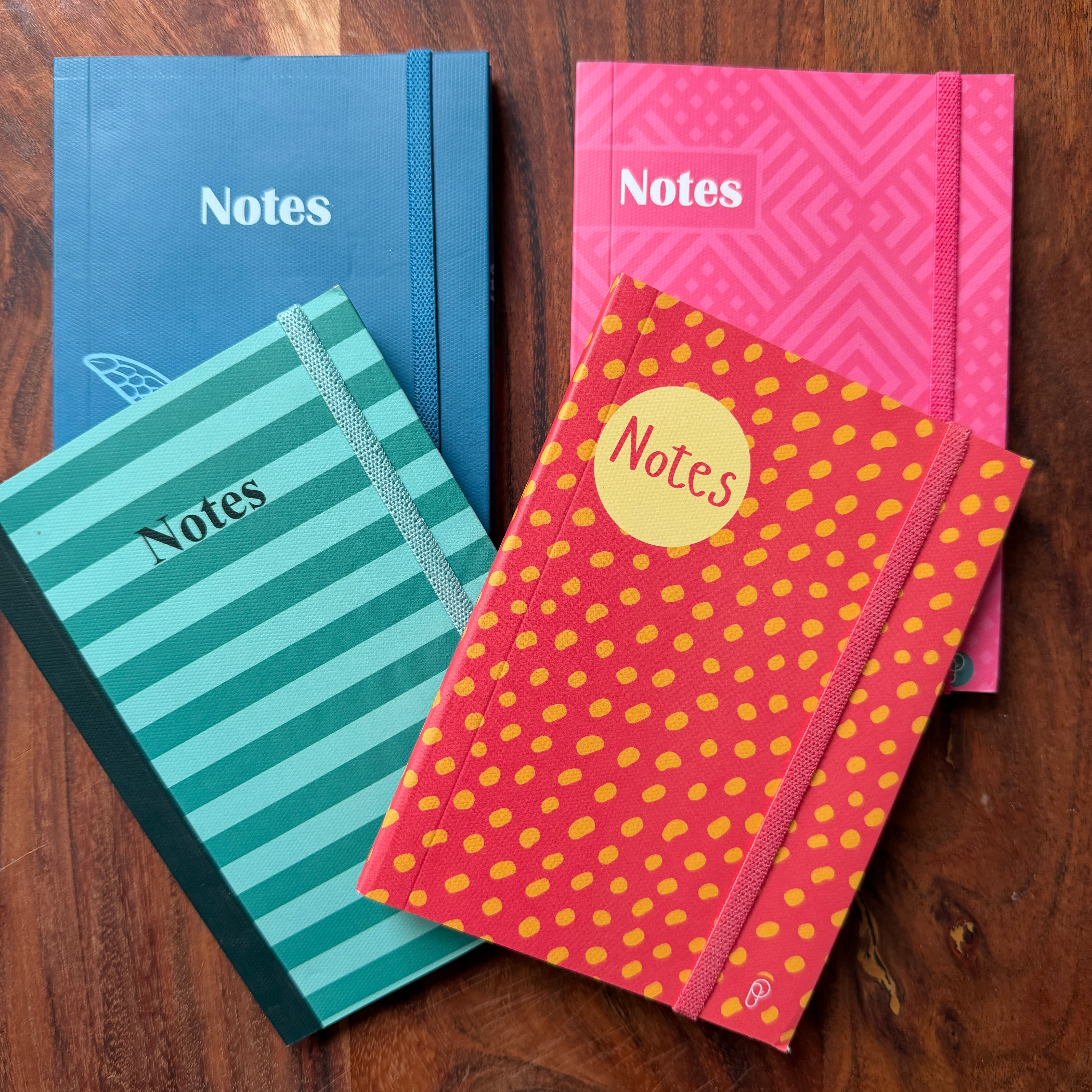 A6 notebooks with durable cover and elastic closure in a range of designs.