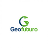Logotipo de Geofuturo con una letra G azul y verde con hojas, sobre blanco.