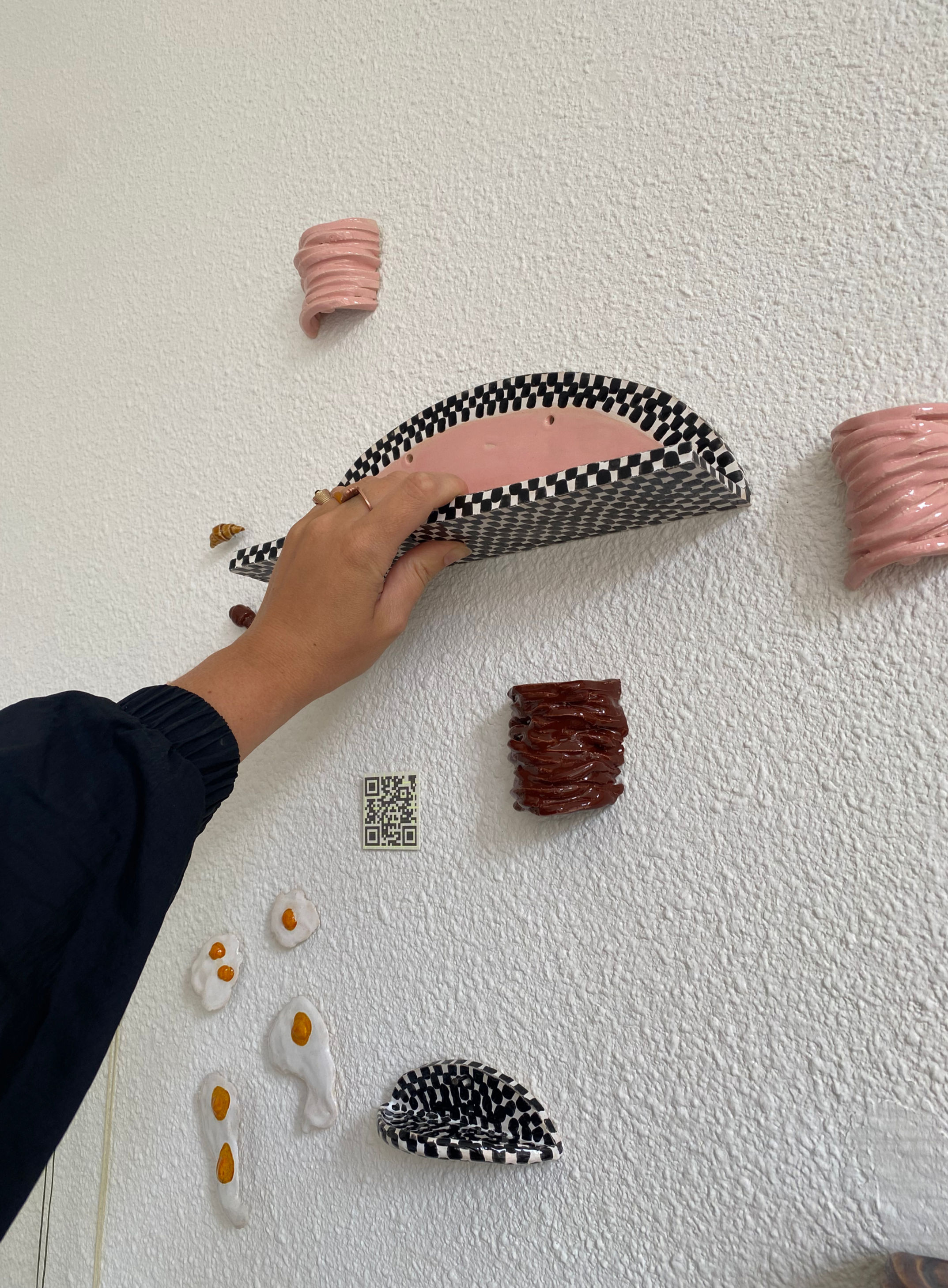 Wandplank keramiek zwart-wit #34