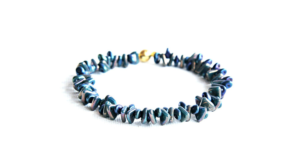 Bead weave blue & bronze bracelet