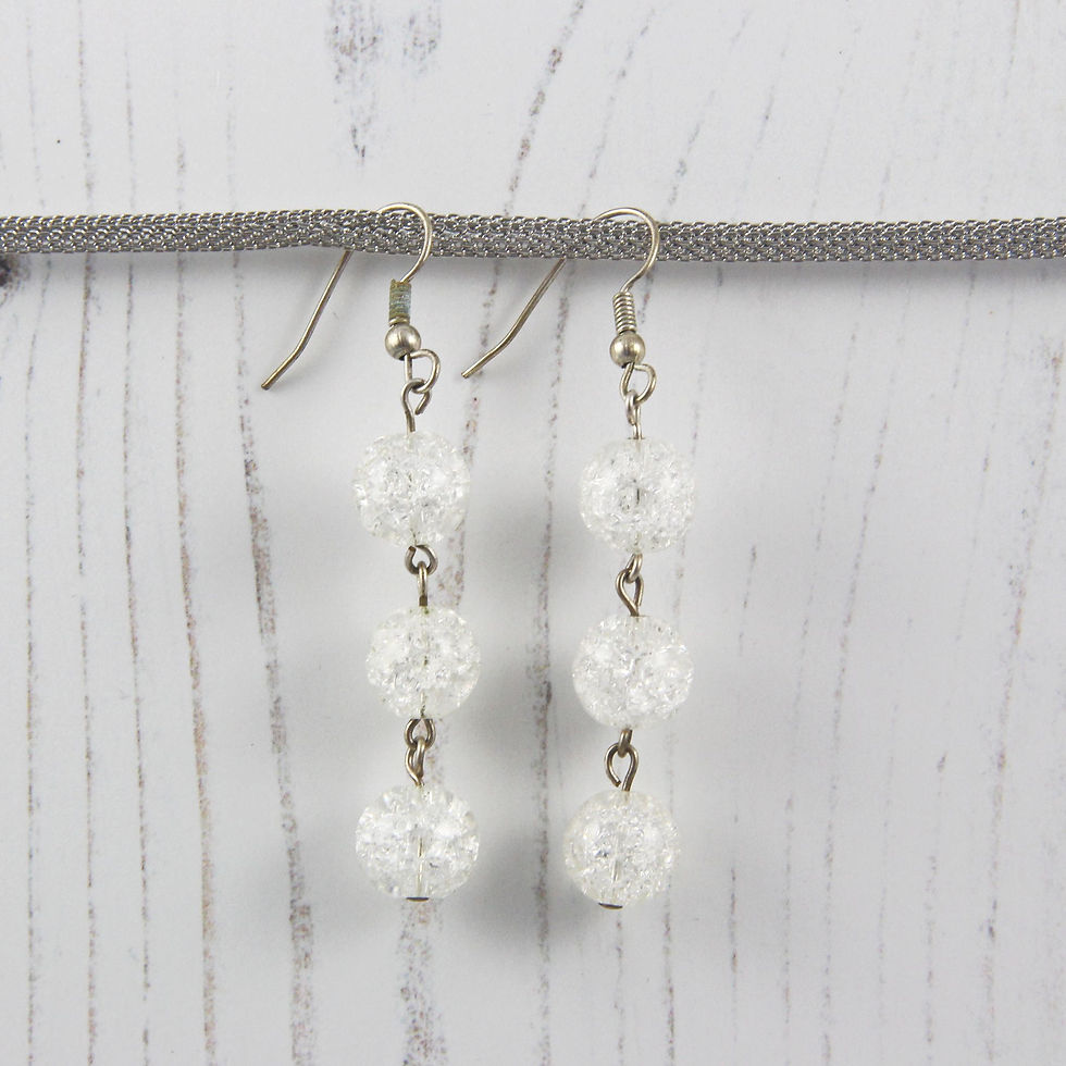 White cracked crystal earrings