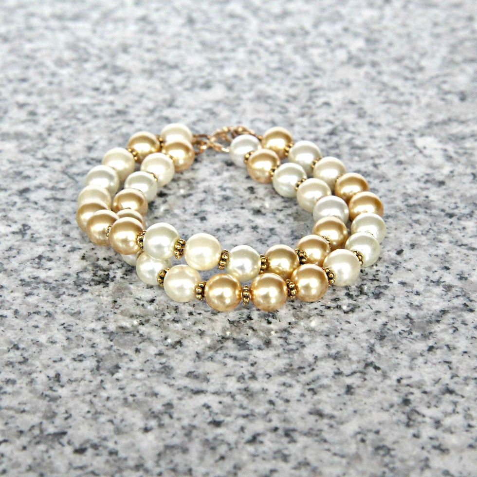 Cream & gold Swarovski multi strand bracelet