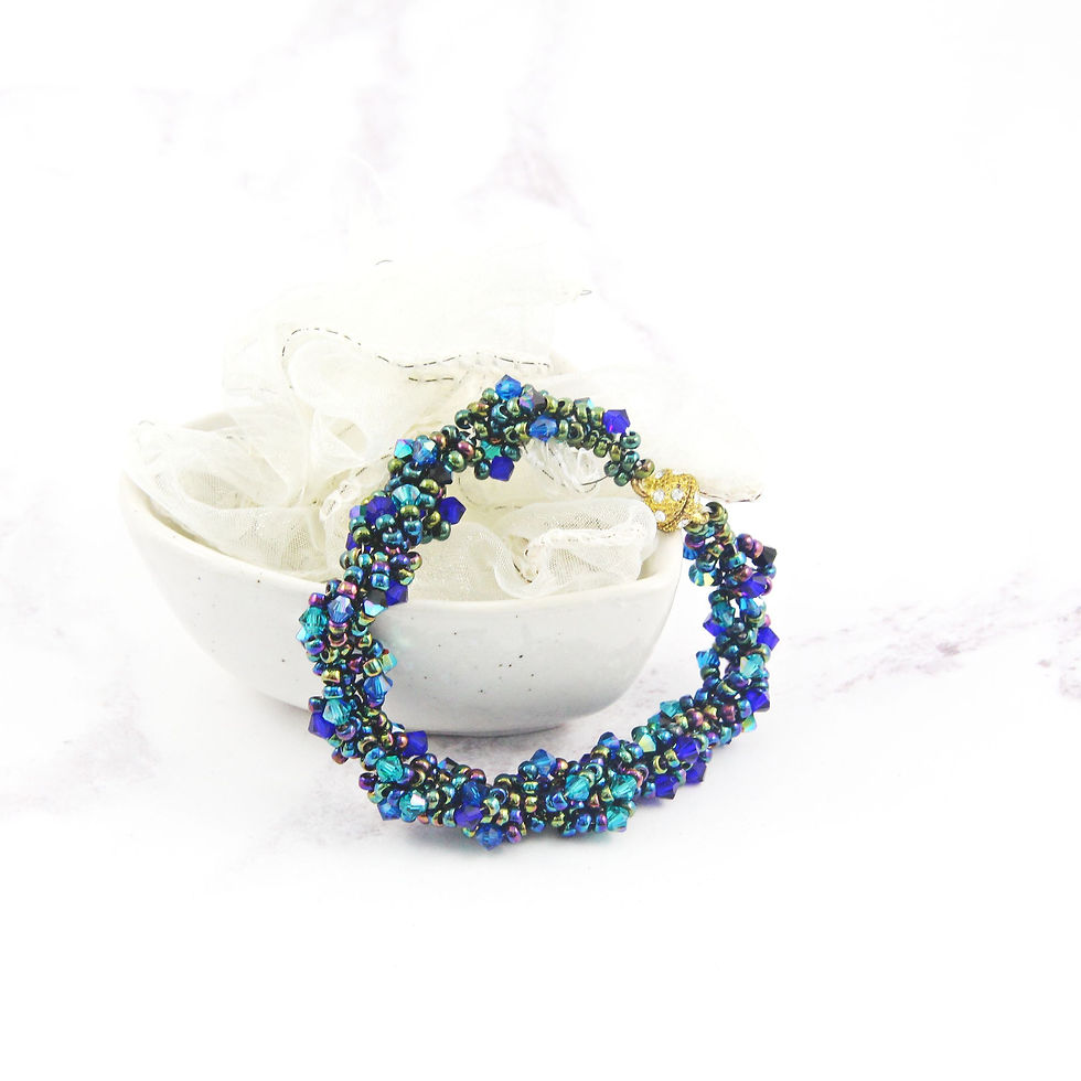 Bead weave blue & green Swarovski bracelet