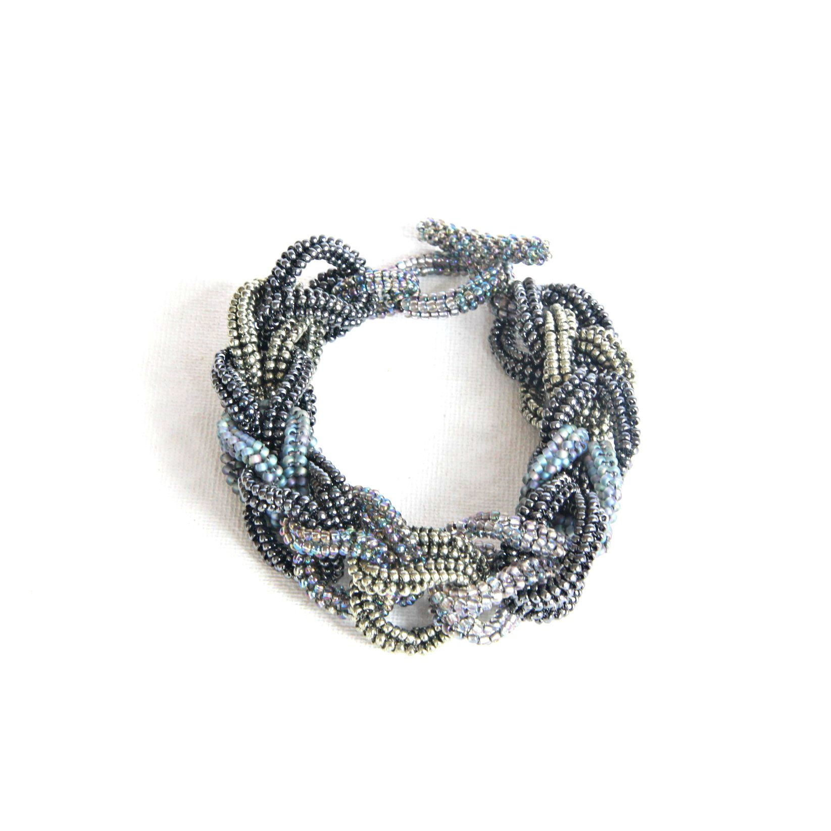 Grey & purple seed bead bracelet