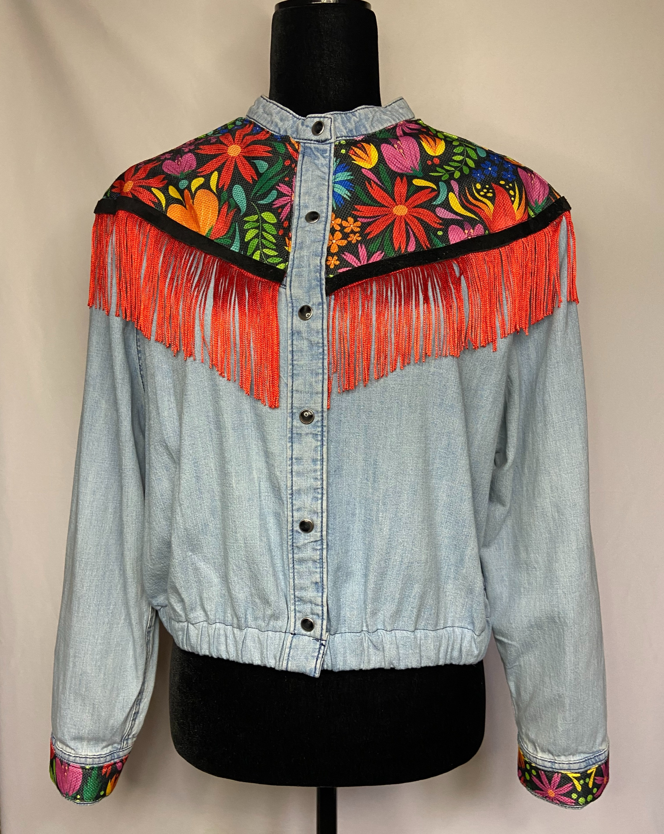 Upcycled "Viva La Vida" Frida Denim Shacket