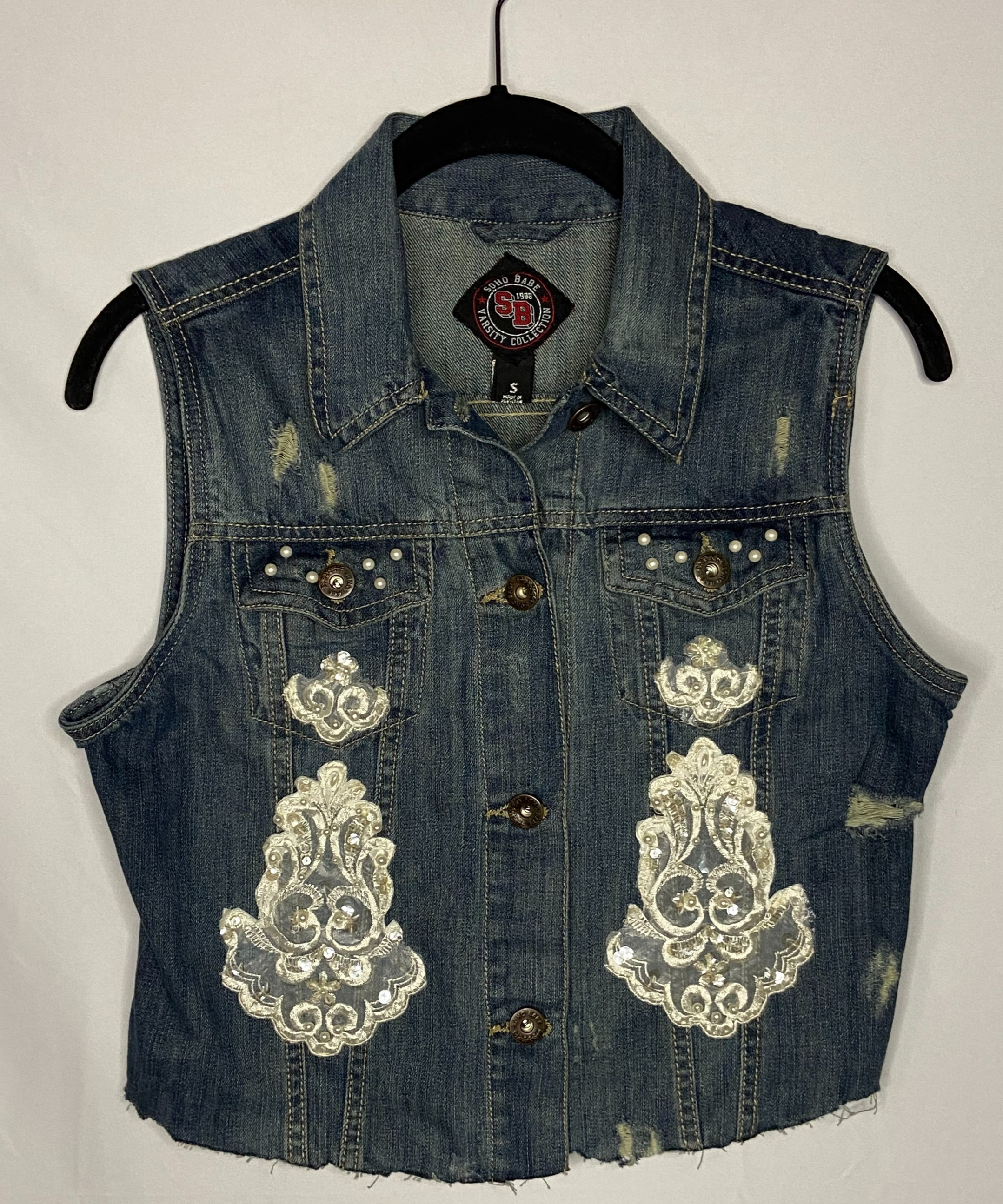 Upcycled "Here Comes the Bride" Denim Vest