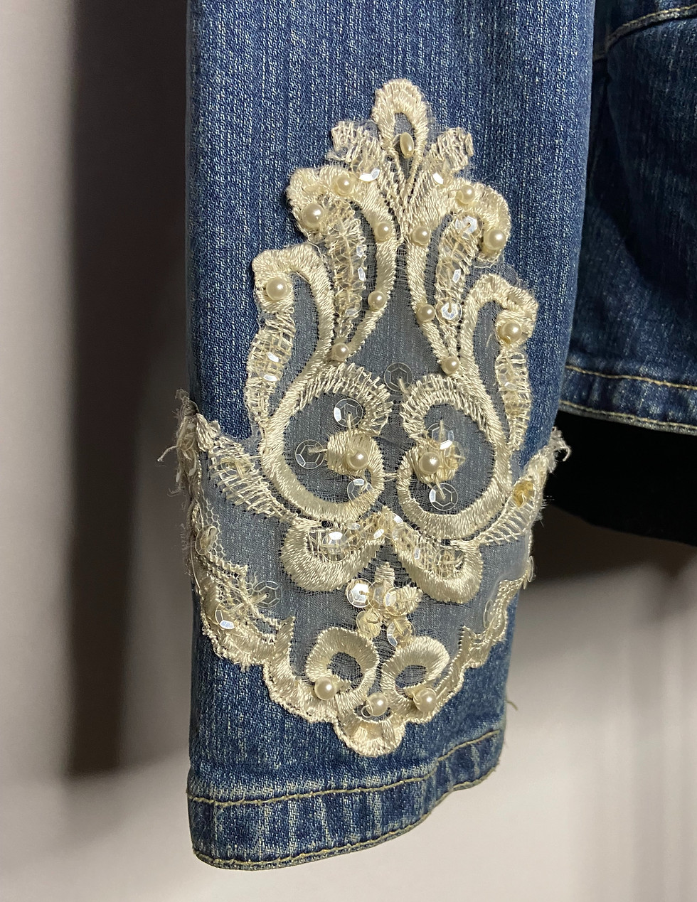 Thumbnail: Upcycled "Here Goes the Bride" Denim Jacket