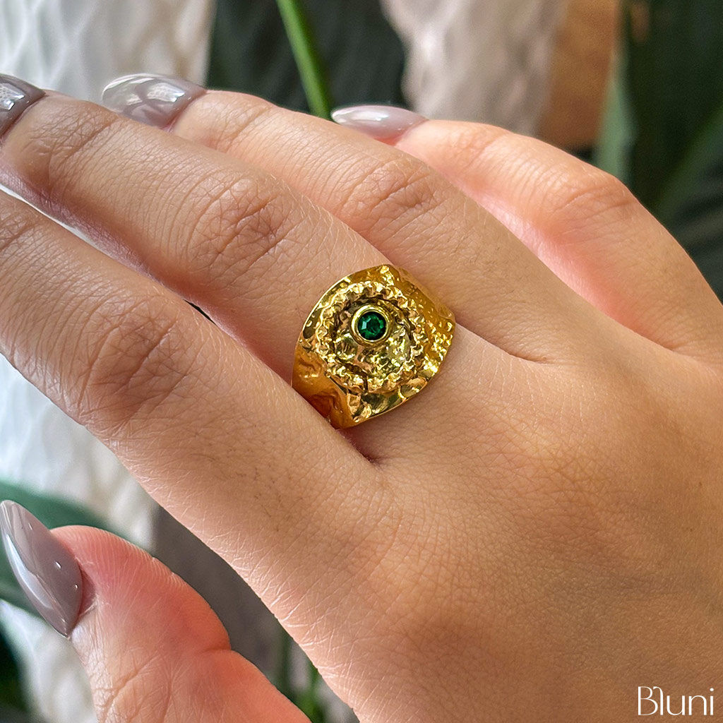 Emerald Idol Ring - Adjustable, Waterproof, Antitarnish & Stainless Steel